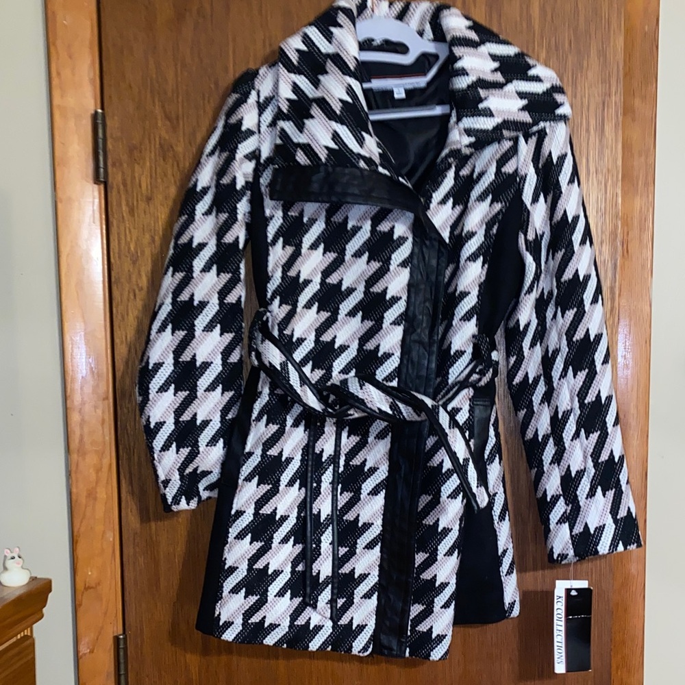 KC Collections Stylish Black and White Women's Coat NWT Size S